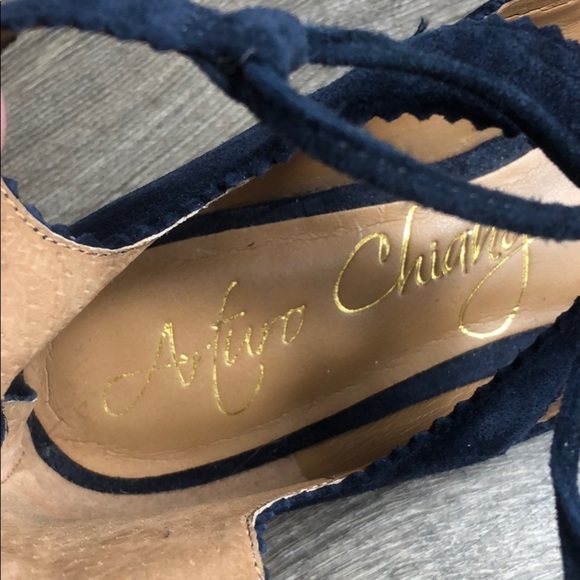 Arturo Chiang Leather Suede Lace Up Gillie Flat - Picture 5 of 8